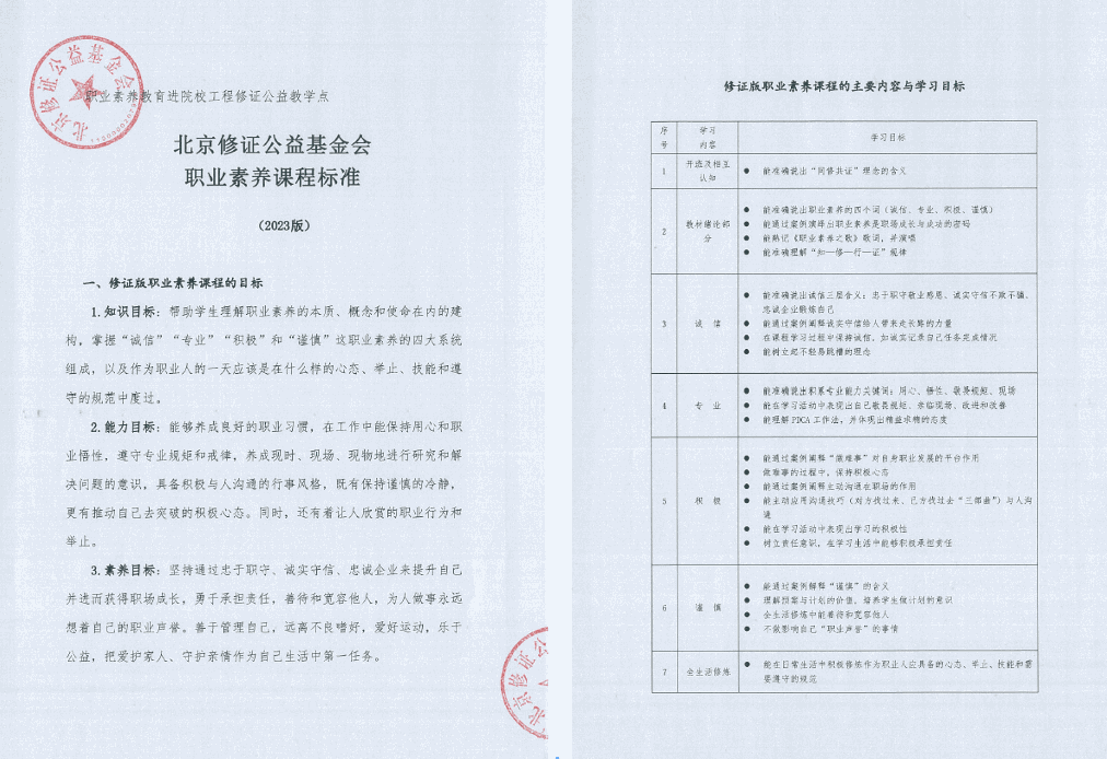 (4)职业素养教材教学课程标准(2023版)